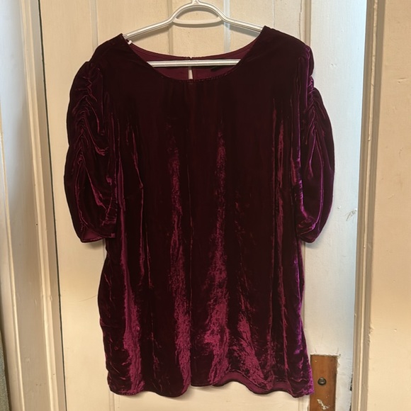 Torrid Velvet Ruched Sleeve Top - Picture 4 of 5